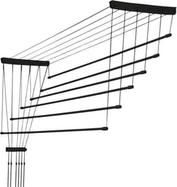KADAX Plafondwasdroger, wasdroger voor het plafond 6, wanddroger met polyethyleen beklede stalen spijlen, plafonddroger, draagvermogen 12 kg (6x 120/zwart) — thumbnail 1