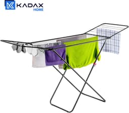 KADAX Droogrek met 18 m droogoppervlak, antraciet, ideaal voor woning, balkon en tuin, inklapbare vleugelwasdroger met antislip voeten, ruimtebesparend, wasdroger, Made in EU — thumbnail 5
