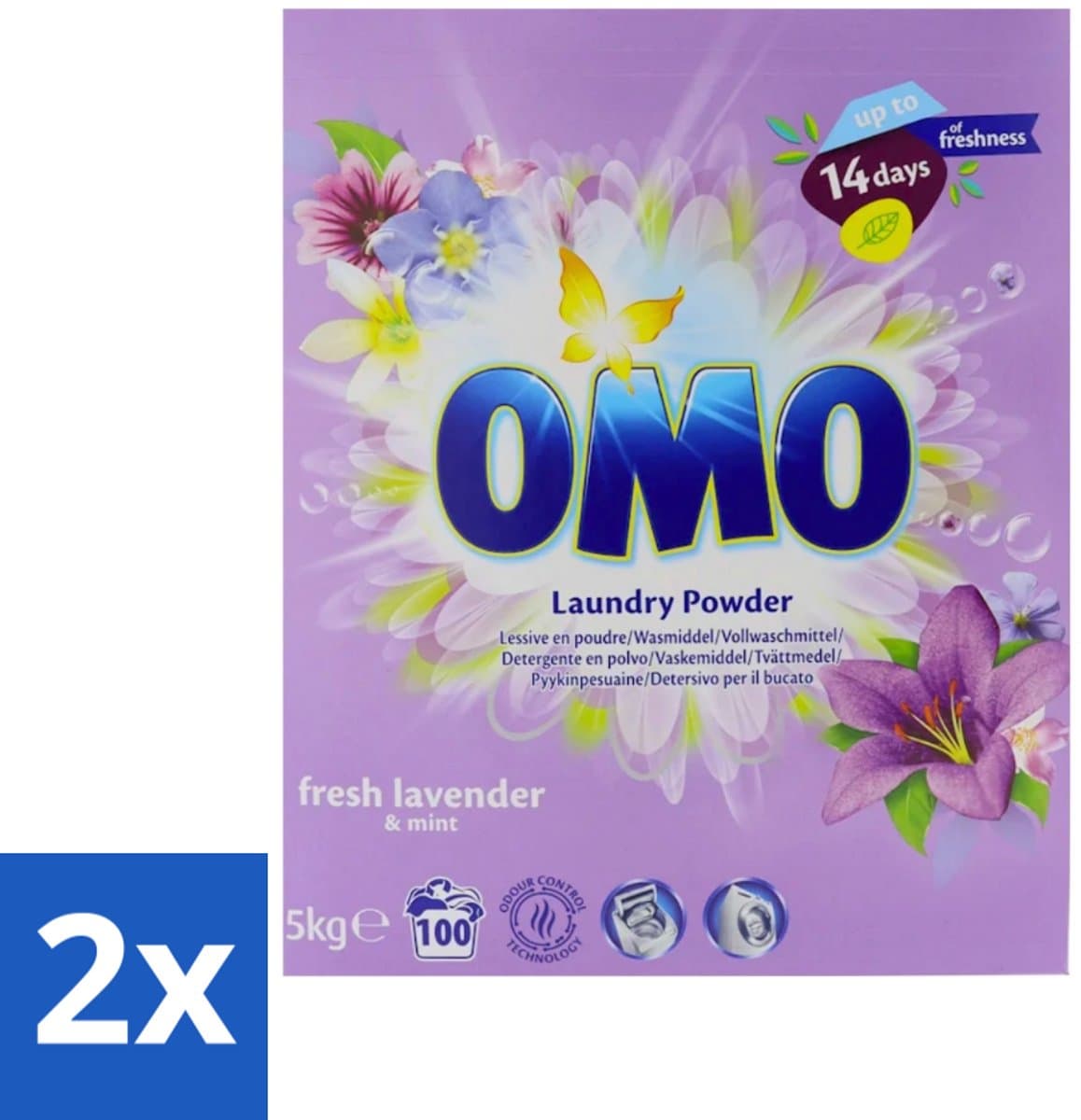 Omo - Waspoeder - Lavendel & Mint - 5 kg - 100 Wasbeurten - Voordeelverpakking - 2 stuks — afbeelding 1
