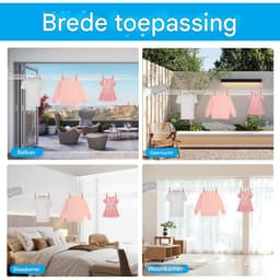 Intrekbare waslijn - Compacte intrekbare, aan de muur gemonteerde draagbare waslijn - voor gebruik binnen of buiten in wellnessruimte, woonkamer of terras - 3,75 m - 5 snoeren — thumbnail 5