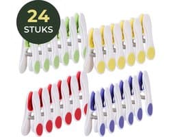 Gandria Wasknijpers 24 Stuks - Kunststof Wasknijpers - Set van 24 Plastic Knijpers - Wasrek Knijpers 10 Kg - 4 Kleuren