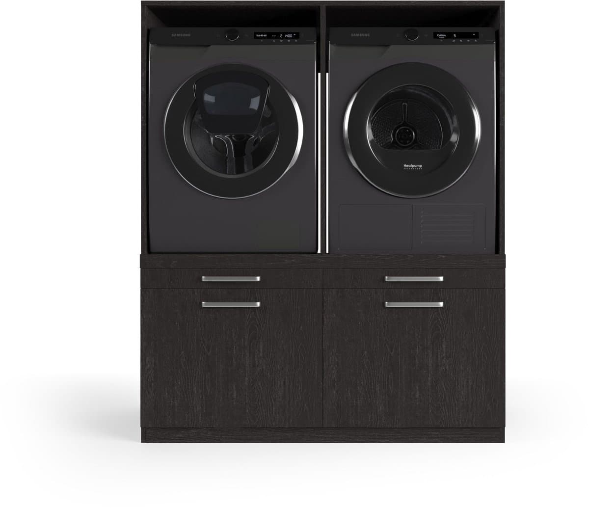 Wasophoogte® Wasmachine Kast Oslo - Wasmachine verhoger - Wasmachine ombouw - 700(D)*1330(B)*1580(H) mm - Zwart — afbeelding 1