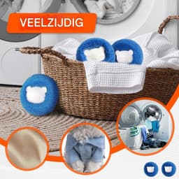 6-stuks wasballen - Droogballen - Herbruikbaar - Haarverzamelaar - Wasmiddel voor ontharing - Huisdierhaarverwijderaar - Antiklit adsorptie ontharingsbal voor kleding - Geschikt voor kleding, honden, katten en huisdieren - Blauw — thumbnail 2