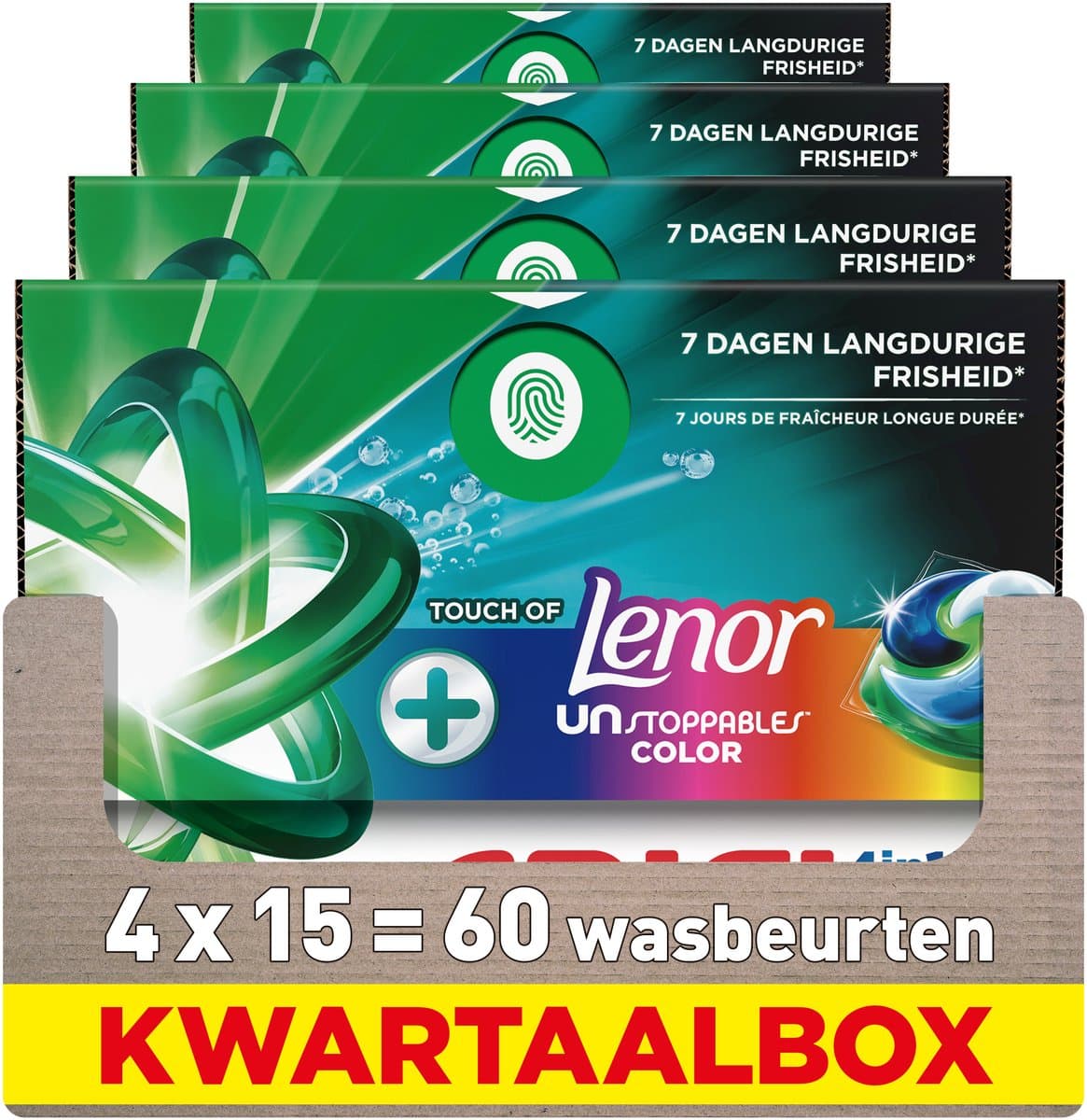 Ariel 4in1 Wasmiddel Pods Color Lenor Unstoppables - 4 x 15 stuks — afbeelding 1