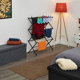Droogrek - Kledingrek - inklapbaar en opvouwbaar - breedte verstelbaar 40-71 cm - 6 lagen met 11 stangen - compact en draagbaar - geschikt voor badkamer en kamperen — thumbnail 5