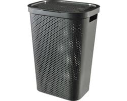 Curver Infinity Recycled Dots Wasmand met deksel - 60L - Antraciet