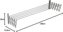 Wandgemonteerde aluminium kleerluchter 130 cm, aluminium, 130 x 78 x 26,5 cm — thumbnail 2