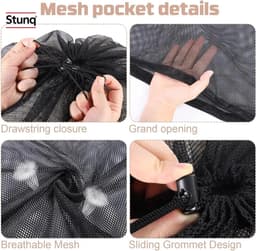 Stunq® Mesh waszak 60x90 cm – extra grote waszak met trekkoord voor wasgoed en sportballen — thumbnail 3