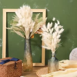 Gedroogde bloemen, natuurlijke en witte kleur, droogbloemenboeket, gedroogde bloemen, perfect voor bruiloften, huisdecoratie, thuis, feest, bruiloft, vaas — thumbnail 2