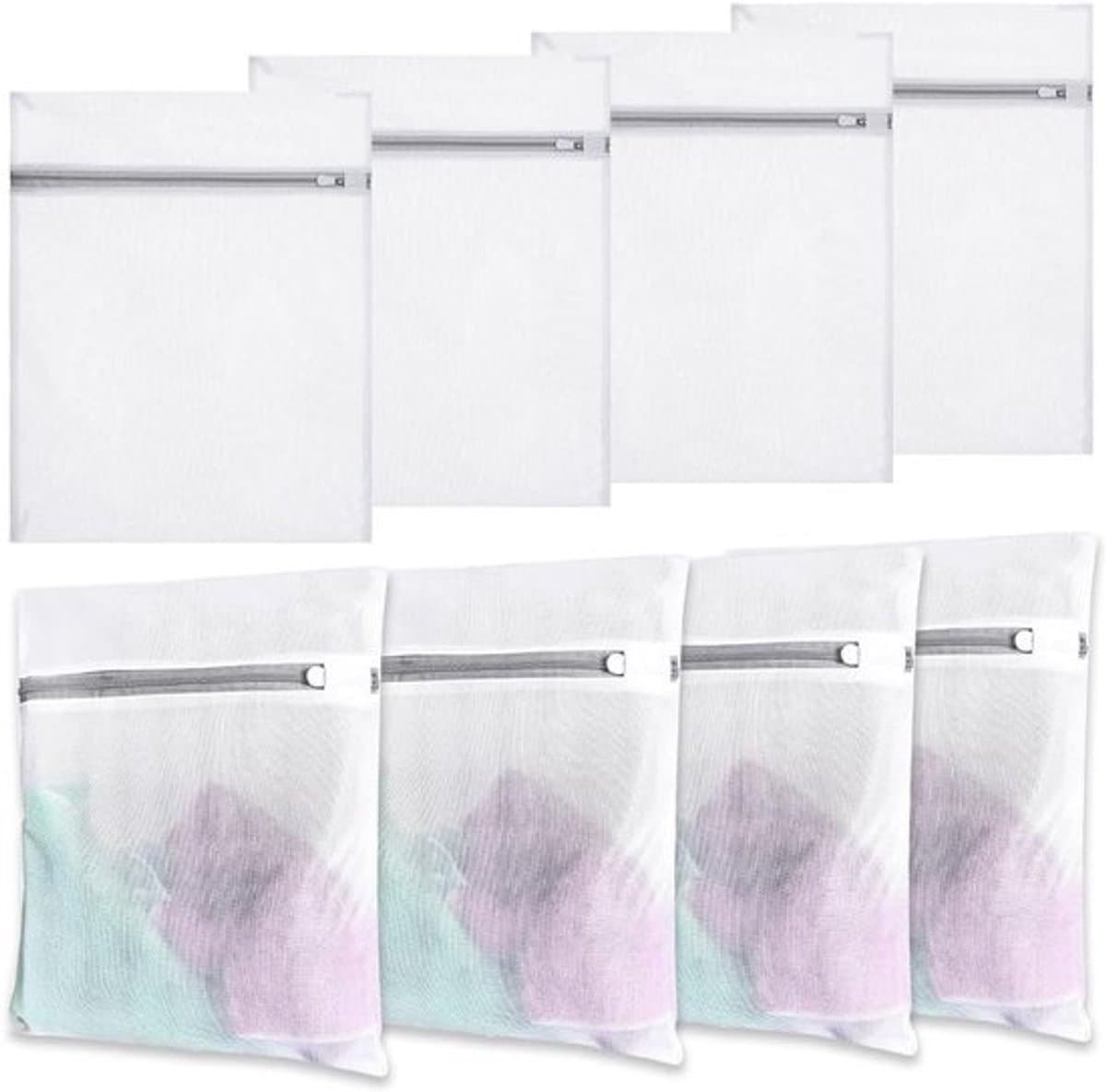 Set van 8 wasnetten voor de wasmachine 40x30cm - verborgen rits - polyester — afbeelding 1