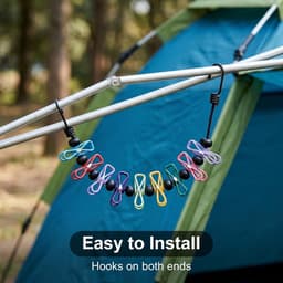 Waslijn voor camping, reiswaslijn, 1,8-3 m, klein wasrek, campingwaslijn met kleurrijke klemmen, waslijn reizen, wasrek camping — thumbnail 5