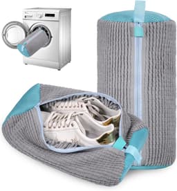 Waszak voor schoenen, herbruikbare waszak, wasmachine, 360° reiniging, grijze schoenen tas, 2 stuks, ideaal voor sneakers en sportschoenen — thumbnail 1