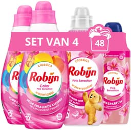 Robijn Perfecte Match - Pink Sensation - 4 stuks - 2x wasmiddel + 1 wasverzachter + 1 wasparfum - Voordeelverpakking — thumbnail 1