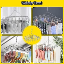 Droogrek radiator - Zilver - 36 x 28 cm - Roestvrijstalen Opvouwbaar Sokkendroger met 40 Clips - Voor Kleine Kledingstukken — thumbnail 5