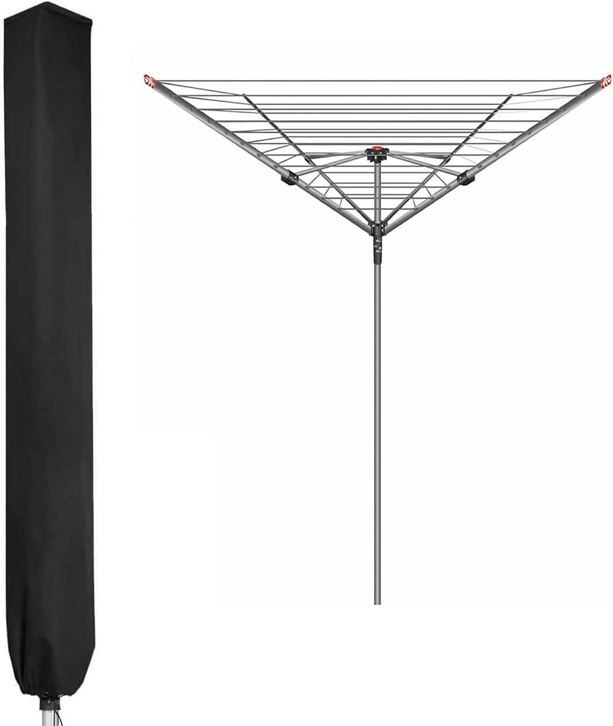 Droogmolenhoes - 165*16*16cm - Droogmolen Hoes - Hoes voor Droogmolen - Beschermhoes voor droogmolen - Roterende Waslijn Afdekking - Stofhoes - Beschermhoes - met ritssluiting - Waterdicht - UV-Bestendig - Stofdicht - zwart — afbeelding 1