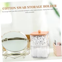 1set Transparante Opbergdoos Voor Badkamer Stapelbare Organisator Voor Wattenstaafjes Wattenbollen Make-up Pads Ruimtebesparende Opslagoplossing Voor Kapsels Accessoires — thumbnail 4