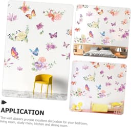 1Set Verwijderbare Rozenbloem Wandstickers Zelfklevende Decoratieve Muurstickers Woonkamer Slaapkamer Muurdecoratie met Kleurrijke Patroon — thumbnail 5