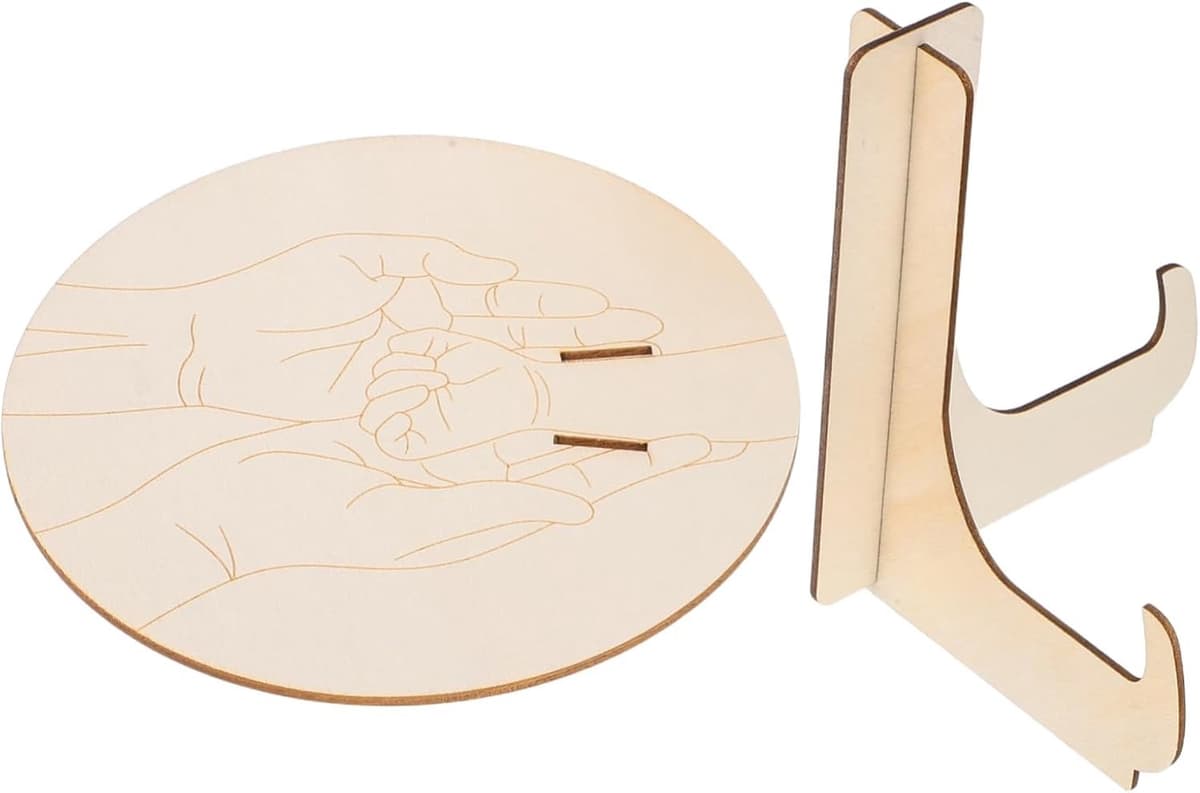 1set Houten Geboorte Aankondigingsbord Voor Geboorte Armband Houder Met Stand Rond Herinneringspaneel Voor Ziekenhuis Babyshower Duurzaam Multifunctioneel — afbeelding 1