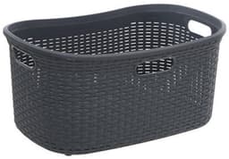 Wasmanden set van 2 - rotan - gevlochten - zwart / wit - kunststof - 40 liter - 59 x 38 x 27 cm — thumbnail 2
