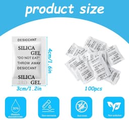 100 zakjes × 1 g silicagel, herbruikbaar, anti-schimmel, vochtabsorberend, zonder kobaltchloride, voor het bewaren van kleding en levensmiddelen — thumbnail 4