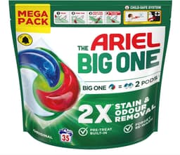 Ariel The Big One Wasmiddel Pods Original – Mega Pack – 35 Wasbeurten – 2-in-1 Vlek- & Geurverwijdering – Wasmiddelcapsules — thumbnail 1
