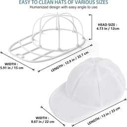 Set van 2 Cap Washer - Petten Wasframe - Hoedenrek voor de wasmachine - Vormbehoud - Voor Alle Petten - Pet Wasbeschermer Frame voor Wasmachine - Voorkomt Vervorming en Kreukels - Universeel Maat - Wit -TENGYIF® — thumbnail 5