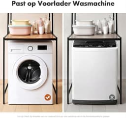 Wasmachine Rek - 3 Planken - Wasmachinehouder Voor de Badkamer - Badkamerplanken - Zwart - 69cm x 60cm x 177cm — thumbnail 5