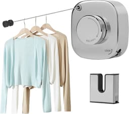 Intrekbare waslijn van roestvrij staal 304, uitschuifbare drooglijn van 4,2 m, aan de muur bevestigde intrekbare waslijn die niet doorhangt, wind- en regenbestendig, voor binnen en buiten, balkon, wasruimte — thumbnail 1