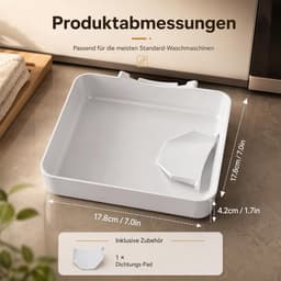 Afvoerbak voor wasmachine - 17.8 ×17.8cm - Lekbak wasmachine - Waterdichte bak - Wateropvang - Afvoer - Wasmachine Wateropvangbak - Opvangbak tegen lekkage - Wasmachine opvangbak - Voor kelder, woning, camper - Wit — thumbnail 4