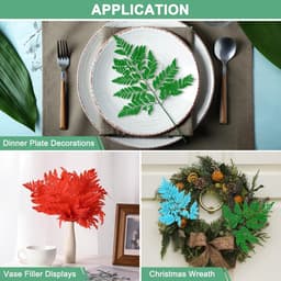 Varens 38,1 cm (15 inch) natuurlijk gedroogd blad met stelen voor slinger voor bruiloft / huisboeket / feestjes om zelf te maken, gedroogde planten [oranje] — thumbnail 3