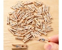 Mini fotoknijpertjes/kaartknijpertjes hout - 50x stuks - 2,5 cm - Kerstkaart knijpers
