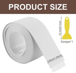 Afdichtingstape, afdichtingstape, afdichtingstape met 1 stuk gele schraper, voor keuken, badkamer, toilet, wandplafond (3.8cm x 3.2m) — thumbnail 2
