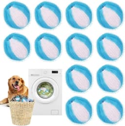 Set van 12 wasballen voor het verwijderen van dierenharen - Wasballen voor de was - Herbruikbare wasballen voor huisdiervriendelijke gezinnen - 35 mm reinigingsballen van puur nylon — thumbnail 1