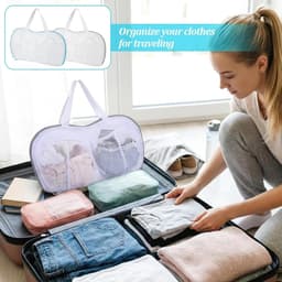 Set van 2 Waszakken voor Bh's en Ondergoed - Net voor Wasmachine 30 x 15 cm, Bescherming voor Gevoelige Kleding, Wasbescherming en Ondergoedverzorging, Grijs en Blauw — thumbnail 2