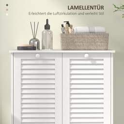 Waskast met 2 Kiepbakken voor Wasgoed - 2 Lamellendeuren - 70 x 38 x 73 cm - Wit — thumbnail 5