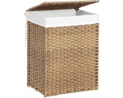 Hoppa! | Wasmand | Handgeweven Synthetisch Rotan | 90 L | Natuurlijke Kleur | 46 x 33 x 60 cm (L x D x H)