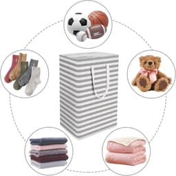 Peysaitr - Opvouwbare Wasmand - 75L Grote Capaciteit - Waterdicht Katoen-Linnen - Met Versterkte Lange Handvatten - 40x30x60cm - 2 Stuks — thumbnail 4