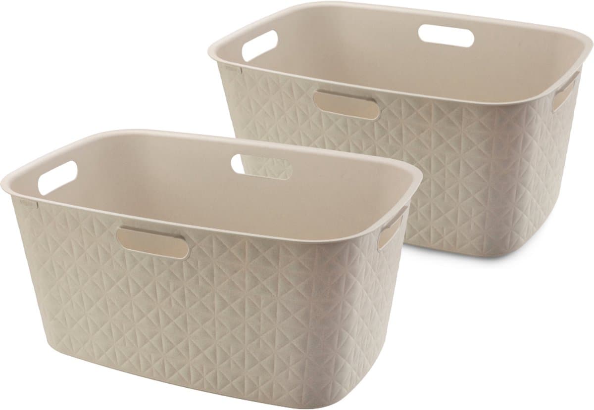 Curver Softex Wasmand - 45 liter - Set van 2 - 57x37x27cm - Beige — afbeelding 1
