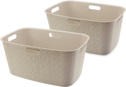 Curver Softex Wasmand - 45 liter - Set van 2 - 57x37x27cm - Beige — thumbnail 1