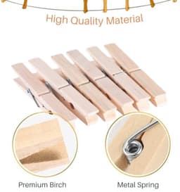20 stuks - Kleine houten clip in natuurlijke houtkleur - 2,5x0,3cm - Houtkleur - Houten clip in natuurlijke houtkleur - Opbergclip - Kleine houten clip - Visitekaartjes- en fotoclip — thumbnail 3