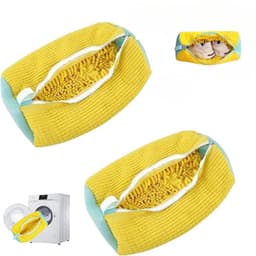2 stuks - Lazy Shoe Bag - Cilindrische wasmachine polyester-katoenen waszak - Beschermende en vervormingsbestendige waszak voor schoenen - Wasmachine waszak - Wasmachine en droger schoenenzak - Geel - Herbruikbare schoenenzak — thumbnail 1