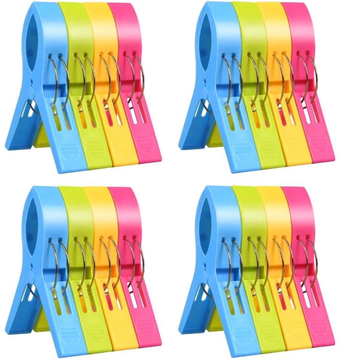 EXCITAT Wasknijpers - Handdoekklemmen - Strandhanddoekklemmen - Badhanddoekklemmen - Winddichte clips - Geschikt voor wasgoed, strandlakens, badlakens en meer - 16 pack — afbeelding 1