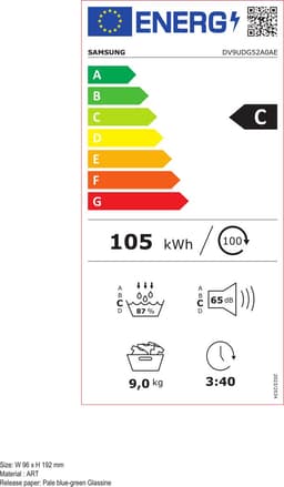 Samsung Droogkast DV9UDG52A0AEEN Optimal Dry + Quick Dry 5000-serie 9kg — thumbnail 2
