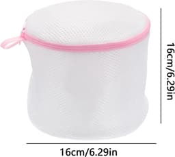 Waszakken - 4 Stuks - Wasnetten - Polyester - Bescherm je Wasgoed en Wasmachine - Waszakjes met Rits - Bh Waszak - Laundry Bag - Wasnetje - Wassorteerder - Packing Cubes - Travel Organizer - Geschikt voor het wassen van 2 bh's - 16*16cm - Roze/Wit — thumbnail 5