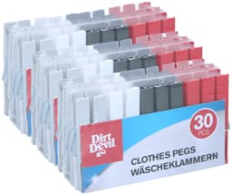 Dirt Devil Kunststof wasknijpers - 90x knijpers - Rood/zwart/wit/grijs - 7 cm - kunststof — thumbnail 2