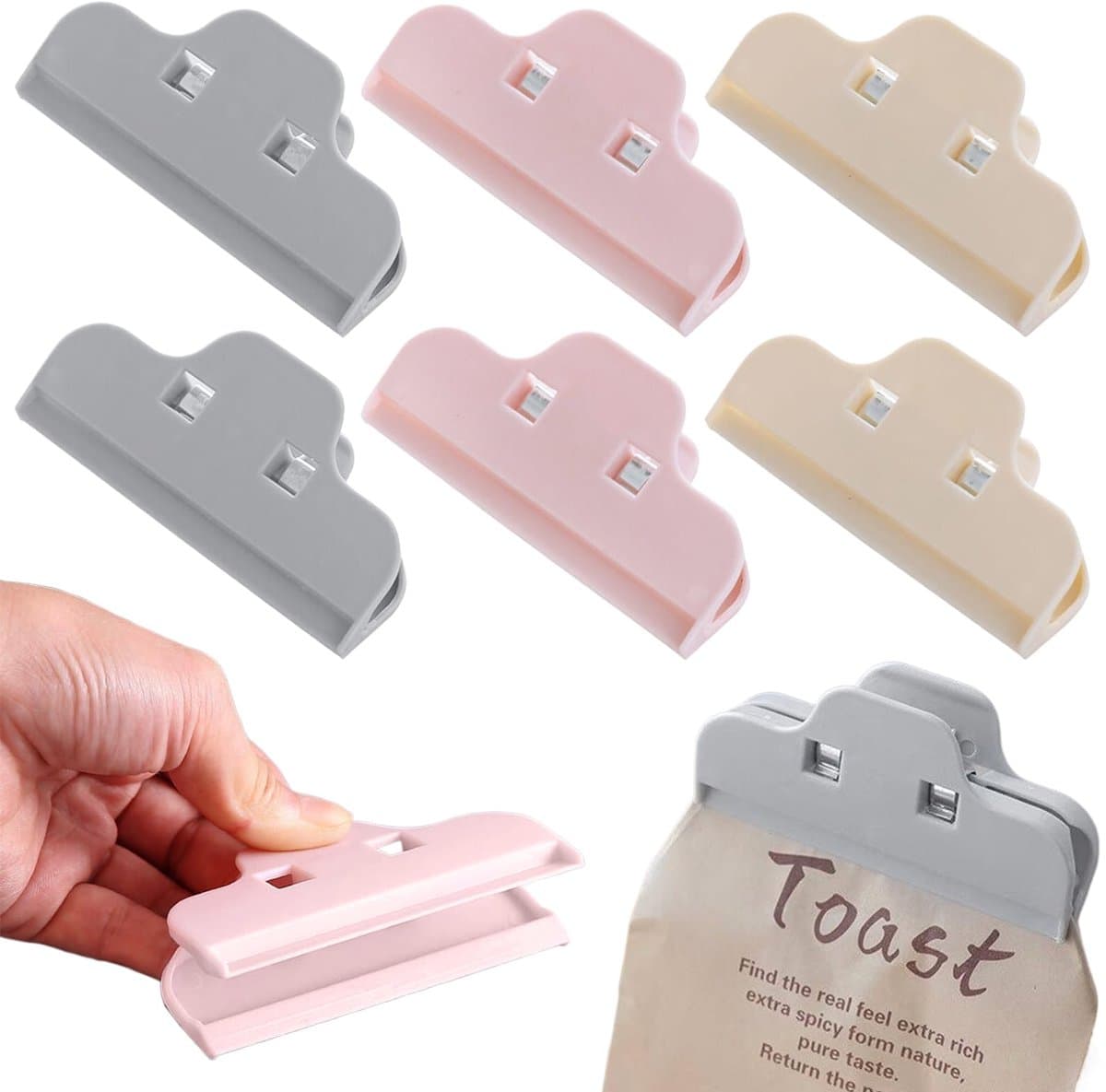 Ibenzoa® Set van 6 stevige roestvrijstalen sluitclips voor vershoudzakken en meer — afbeelding 1