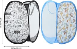 Pop-up wasmand, opvouwbare wasmand, 2 stuks, 30 x 30 x 48 cm, wasmand, inklapbaar met handvat, opbergmand voor kinderkamer, camping en reizen (zwart, blauw) — thumbnail 5