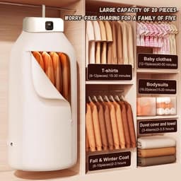 Draagbare elektrische droger - opvouwbare droger, UV-sterilisatie/timer 8u/360° warme lucht, mini-droger, verstelbaar, voor huis, reizen, camper en compacte wasserij — thumbnail 2