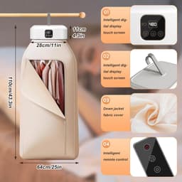 Draagbare elektrische droger - opvouwbare droger, UV-sterilisatie/timer 8u/360° warme lucht, mini-droger, verstelbaar, voor huis, reizen, camper en compacte wasserij — thumbnail 3