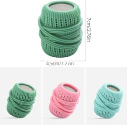 3 stuks wasballen - wasverzachter - anti-klit reinigingsbal -vlekverwijderaars voor kleding - elastische wasbal - herbruikbaar - geschikt voor wasmachine en droger (4,5*7cm - blauw, roze, groen) — thumbnail 5